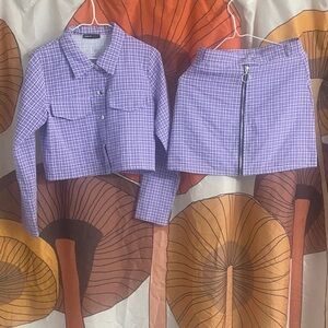 SHEIN Plaid shirt/Jacket and Skirt Set